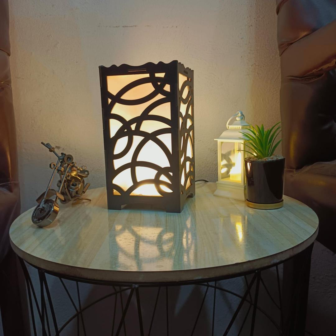 🪵 Unique Design Wooden Side Table Lamp