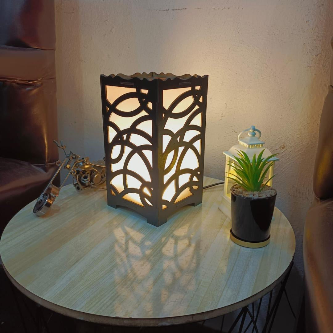 🪵 Unique Design Wooden Side Table Lamp