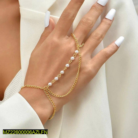 ⌚ 1 Pc Alloy Gold Plated Beautiful Pearls Bracelet